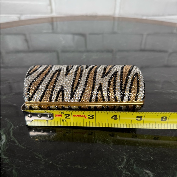 Stephanie Zebra Print Crystal Evening Clutch - Picture 7 of 10